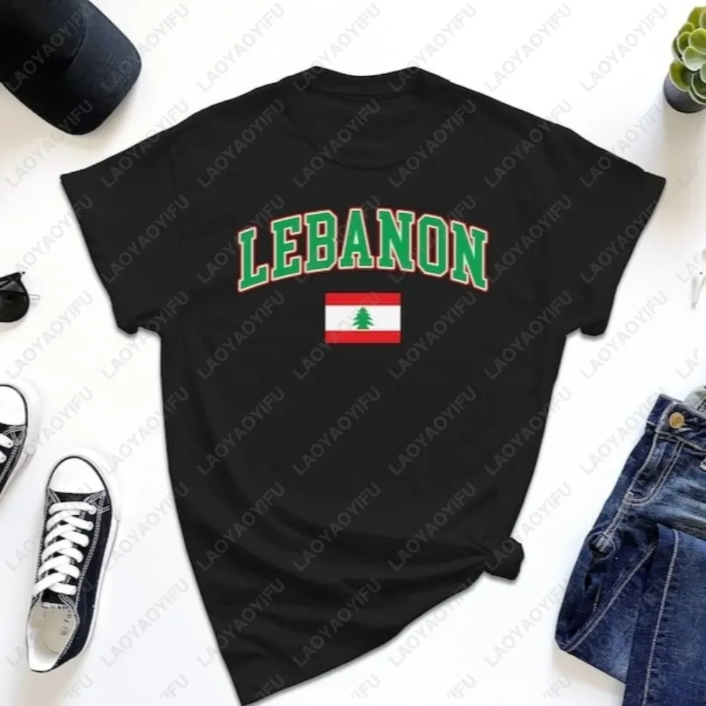 Lebanon Flag TShirt Gift for Lebanese Pride Patriotic T-shirt Casual Fashion Loose Short Sleeve Cotton Man Women Streetwear