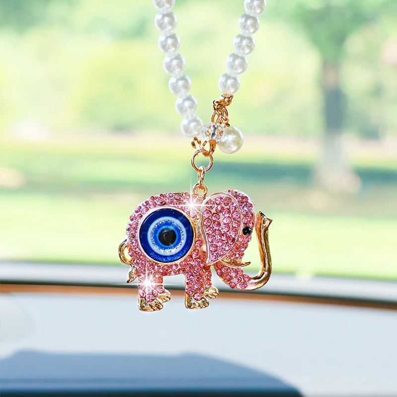 

Креативный кулон на зеркало заднего вида со стразами и слоном, милый мультяшный глаз демона, подвесное украшение для автомобиля, подарок