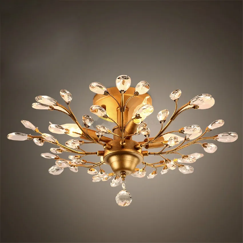 

Crystal Gold Chandelier Modern Living Room lustres de cristal Decoration Pendants Chandeliers Home Lighting Lndoor Lamp