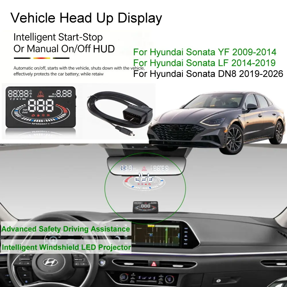 Car HUD Head Up Display For Hyundai Sonata YF 2009-2014 LF 2015-2019 DN8 2020-2026 Auto Electronics Accessories
