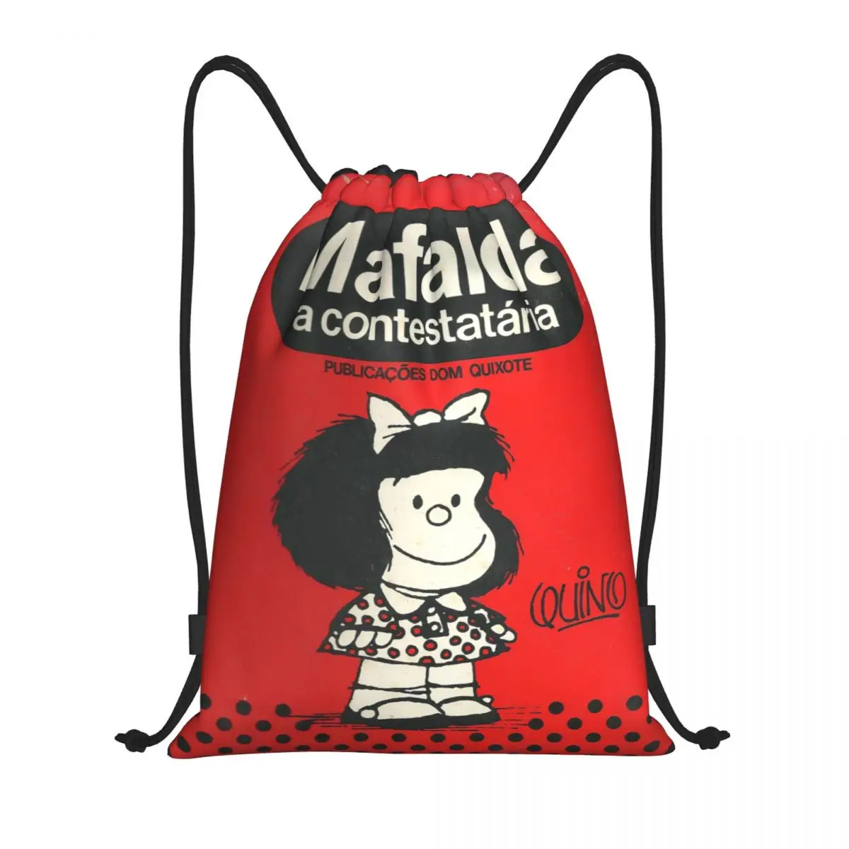 Mafalda A Contestataria Drawstring Backpack Bags Women Men Lightweight Quino Comic Manga Gym Sports Sackpack Sacks for Yoga