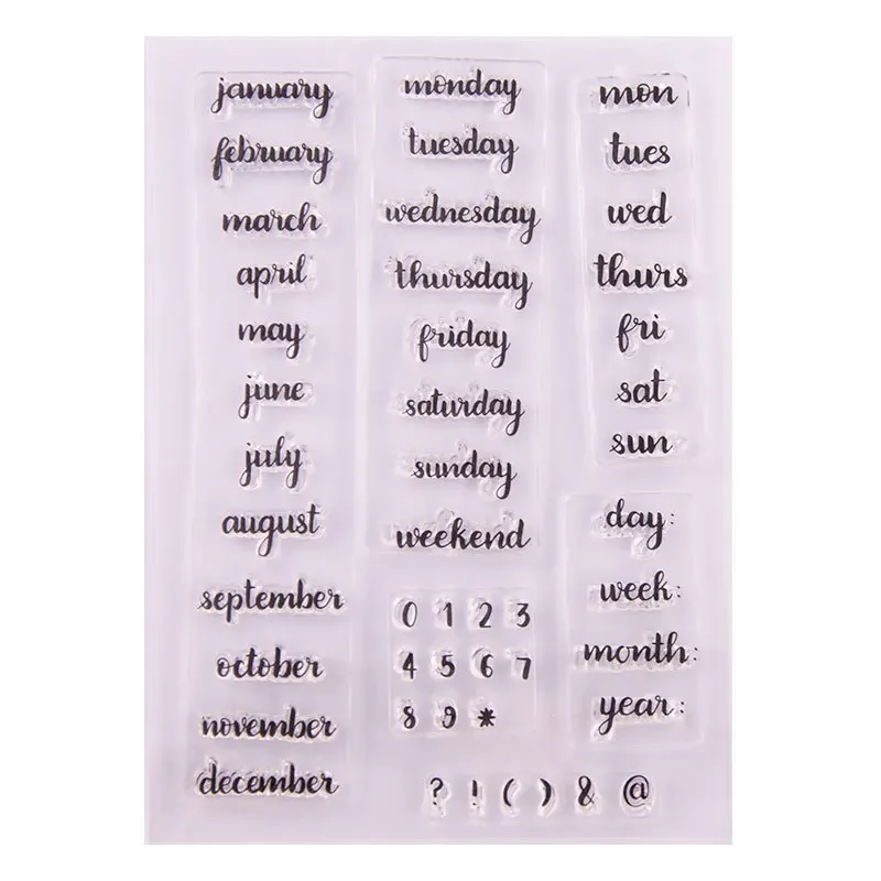 Week Month Day Clear Transparent Rubber Stamps Seal Block Stamp Sheets for DIY Scrapbooking Photo Album Diary Decorations