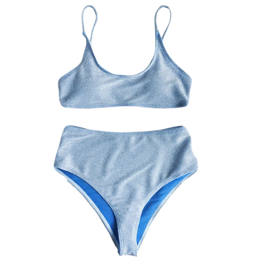 Solid Color Padded Bra Bikini Sets Swimsuit Women Push Up Y2k Tankini Swimwear Set New Beach Mujer High Waist Biquini Suit