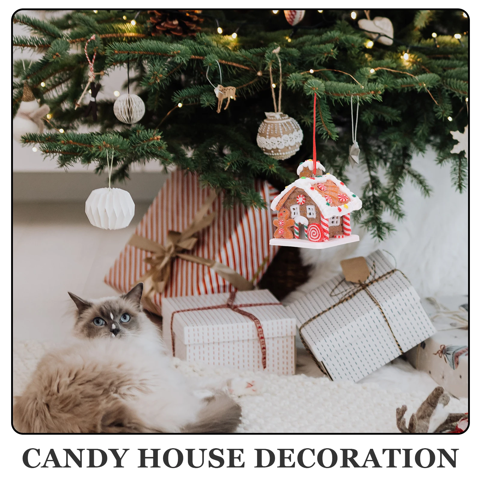 

Fairy Tale Gingerbread Ornament Led Lighted Clay Small House Decor For Christmas Holiday Window Display Hanging Crafts Party