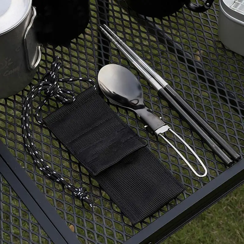 Foldable Spoon Chopsticks Travel Camping Eating Set & Cooking Utensils Multi-Functional Travel Camping Cutlery Set For Travel view 4