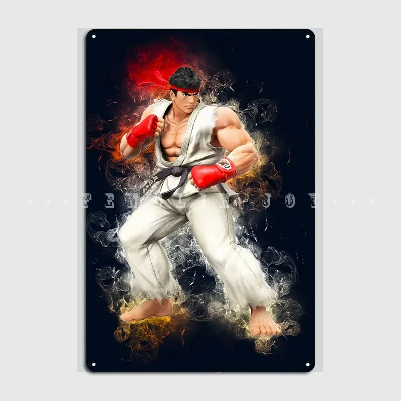 

Ryu Player Street Fighter Poster Retro Metal Posters Sign Garage Club Indoor Wall Room Decoration Home Decor