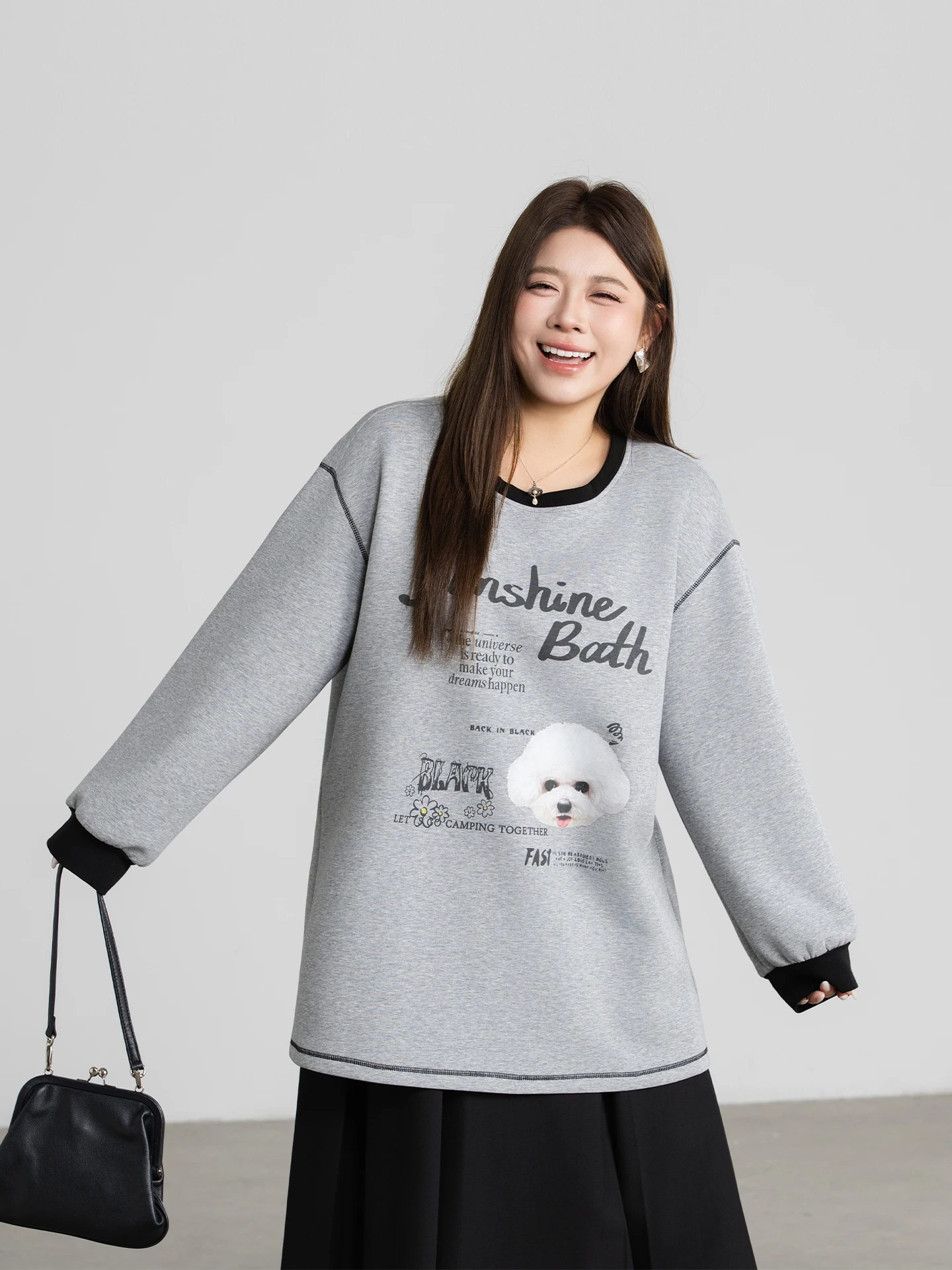 

Cartoon Print Air Layer Hoodie Women's Loose Fit Spring New Sle plus Size Comfortable Slimming ey Overhead Top