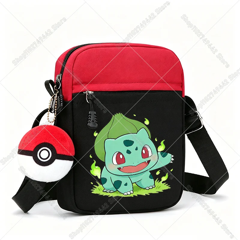 Anime Figure Crossbody Bag with Ball Keychain Women Men Cartoon Printed Shoulder Bags Large Capacity Shoulder Bags Birthday Gift