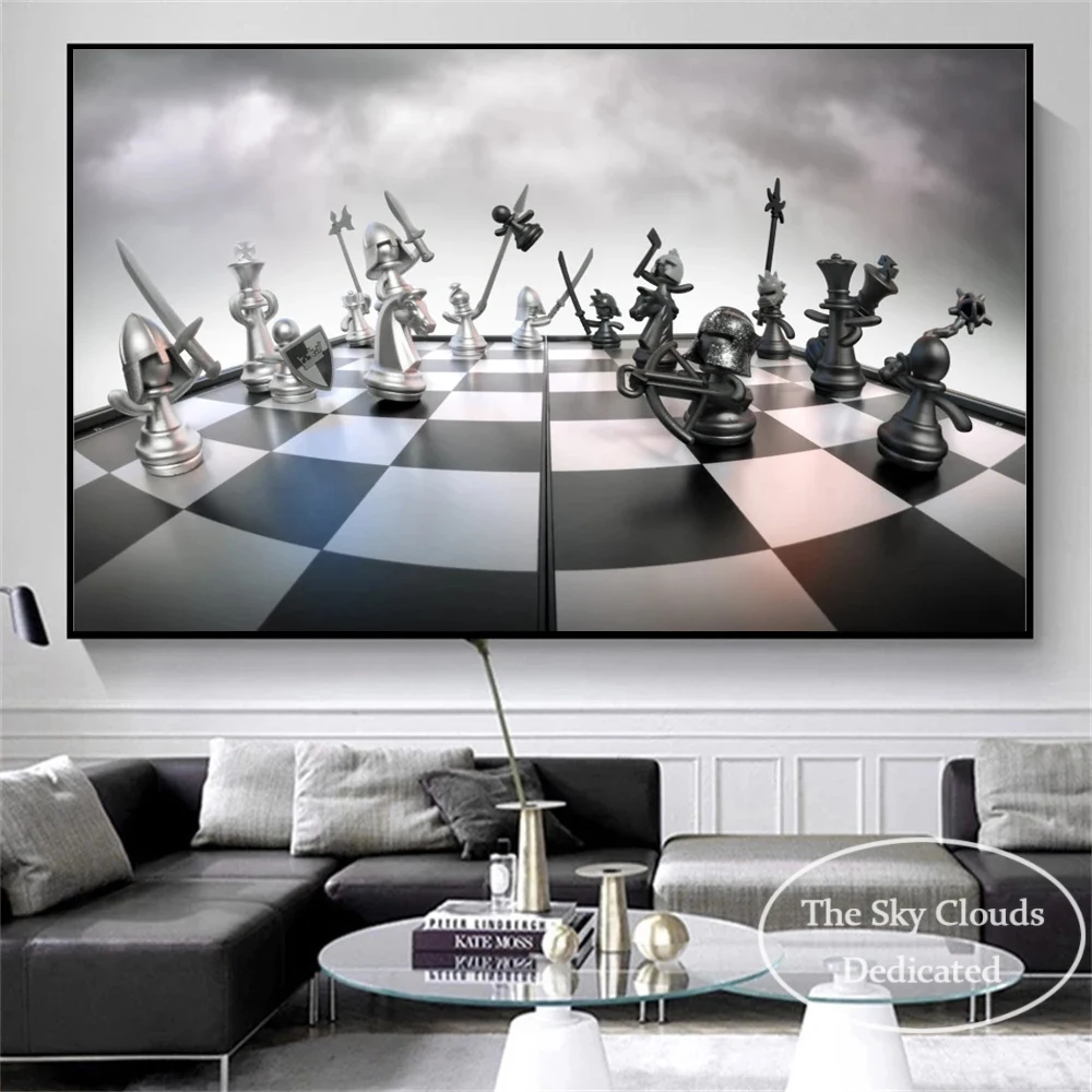 

Funny Chess Canvas Painting Poster HD Printing Modern Wall Art Pictures Living Room Bedroom Aesthetic Decor Painting Gift