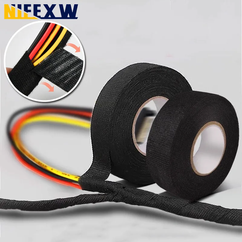 Electrical Tape Heat Resistant Harness Car Cable Harness Waterproof Insulating Electrical Tape Black Self Adhesive Fabric Tape