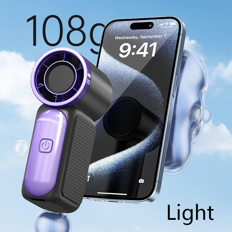 5 Speeds Mini Handheld Turbo Cooling Fan Max 10m/s Powerful Wind Type C Recharge Foldable Portable Battery Quiet Pocket Fan