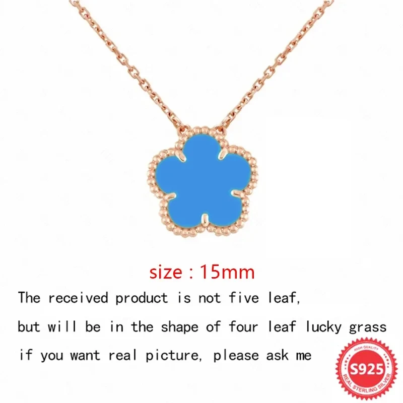 High Quality Stylish 925 Silver Vca Rose Gold Gemstone Set Pendant Necklace