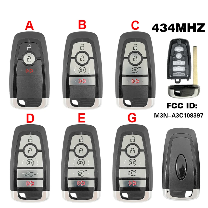 CN018140 For Ford F-Series 2023-2024 /3/4-Button Smart Key / PN: 164-R8333 FCC ID: M3N-A3C108397 434MHZ