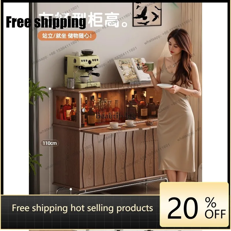 JJ Medieval microwave oven dining side cabinet integrated guest restaurant solid wood glass cabinet