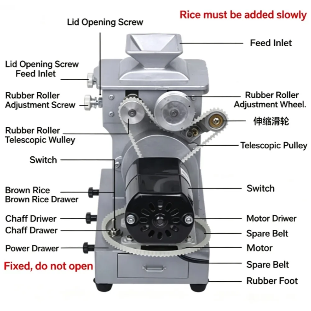 JLGJ-45 Vertical Electric Paddy Rice Huller 220V 120W, Laboratory Husking Machine for Paddy Shelling & Brown Rice Separation