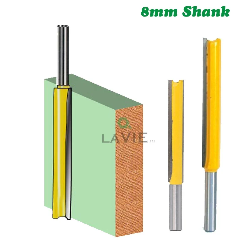 1PC 8MM Shank Milling Cutter Wood Carving 50mm 77mm Long Straight Router Bit 1/2