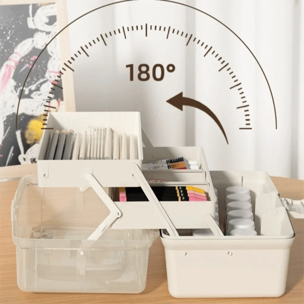 Durable Portable 3 Layer Storage Box Clear Plastic Multipurpose Storage Box Stackable Art Craft Organizer Bead Storage