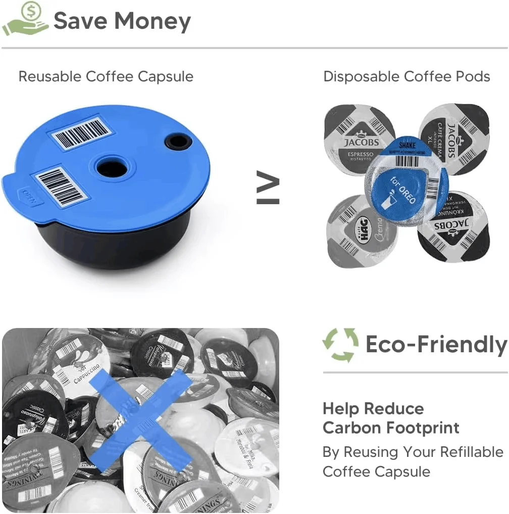 I Cafilas Reusable Coffee Pods Capsule for Bosch Tassimo Reusable Capsule with 220ml Happy Suny Vivy Tassimo