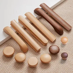 Solid Wood Cabinet Door Handle Retro Solid Wood Children's Room Style Cabinet Shoe Cabinet Drawer Single Hole Wooden Handle