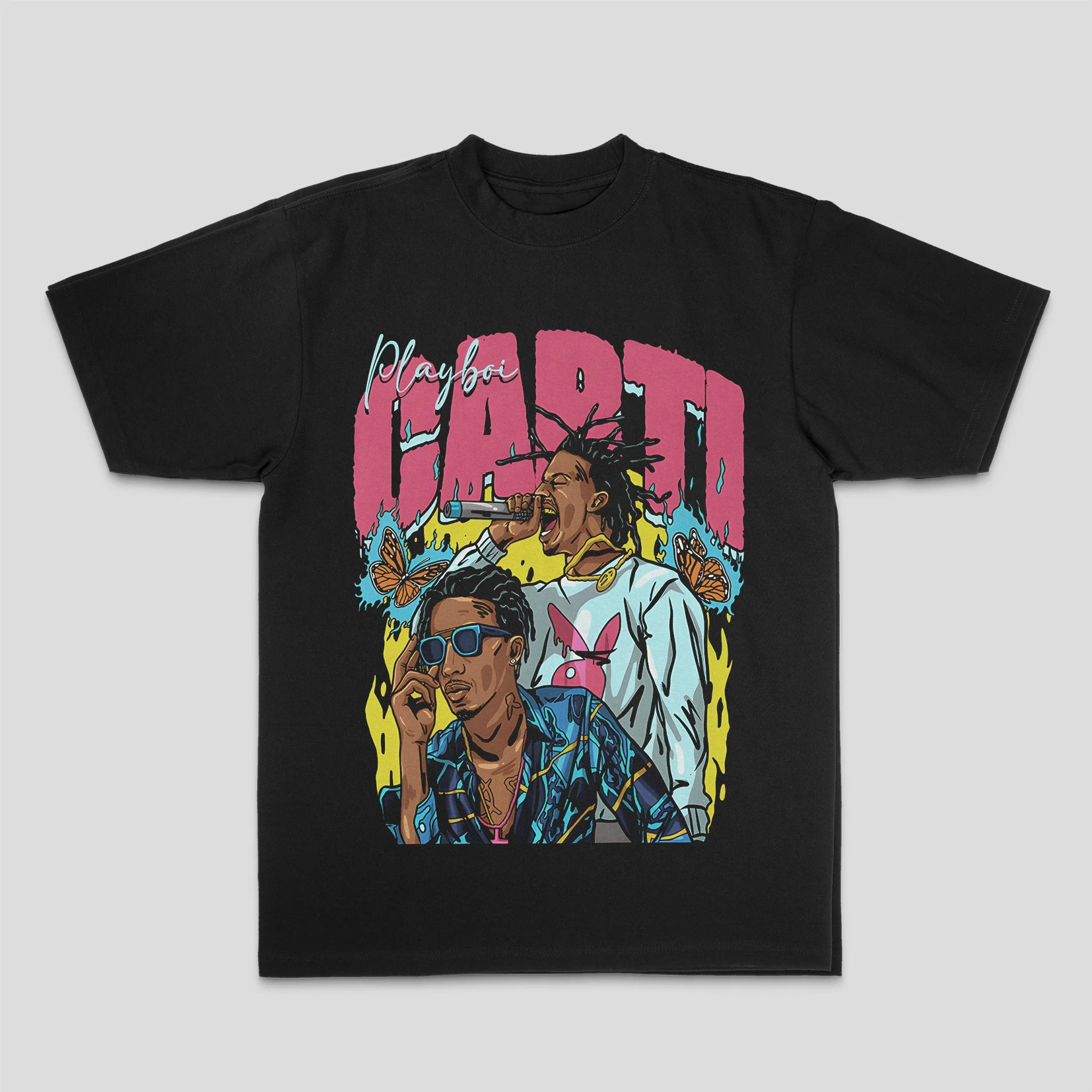 Pop Summer American-style Retro Character T-shirt Cotton Graphic Printing High-end Luxury Unisex Style Both of Men and Women