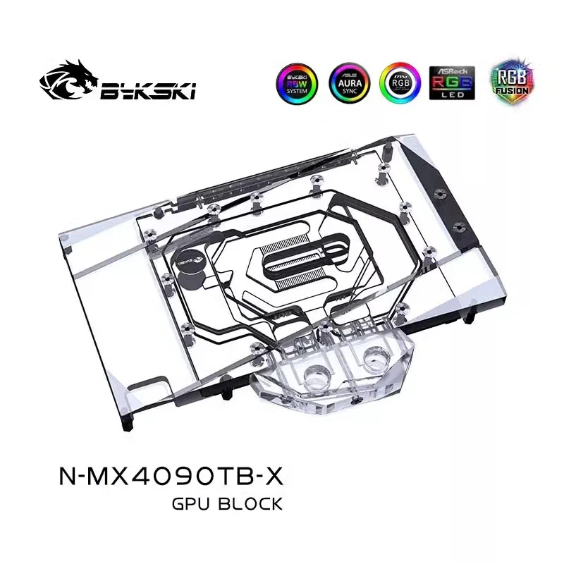 Bykski N-MX4090TB-X Water Block for MAXSUN GeForce RTX 4090 Turbo 24G / Palit RTX4090 GameRock GPU Card/ Full Cover Design