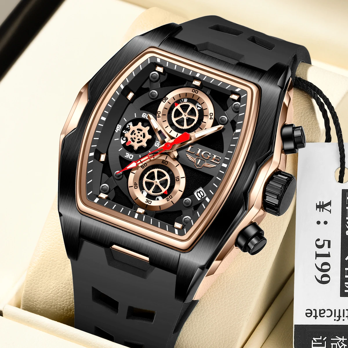 

LIGE Лидер продаж, модные мужские кварцевые часы, элитный бренд, полимерный корпус, спортивные часы для мужчин, водостойкий хронограф, автоматические часы с датой