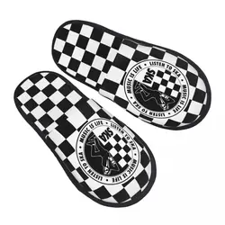 Ska Checkered Logo 2 Tune Punk House Cotton Shoes Slippers Indoor Retro Two Tune Punk Cozy Memory Foam Slides Non-skid