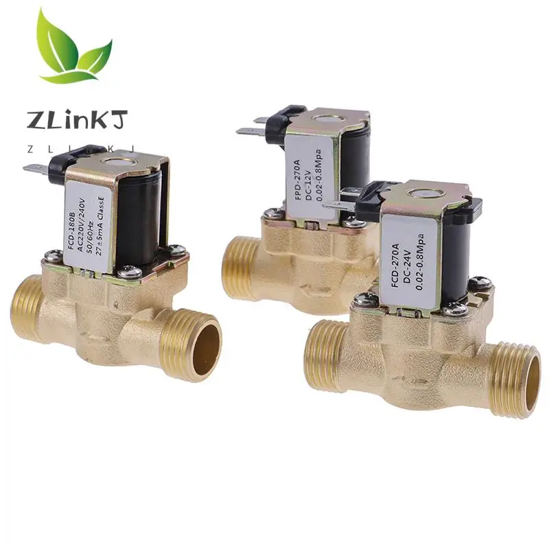 1PC DC 12V 24V AC 220V G1/2'' Brass Electric Solenoid Valve For Solar Water Heater