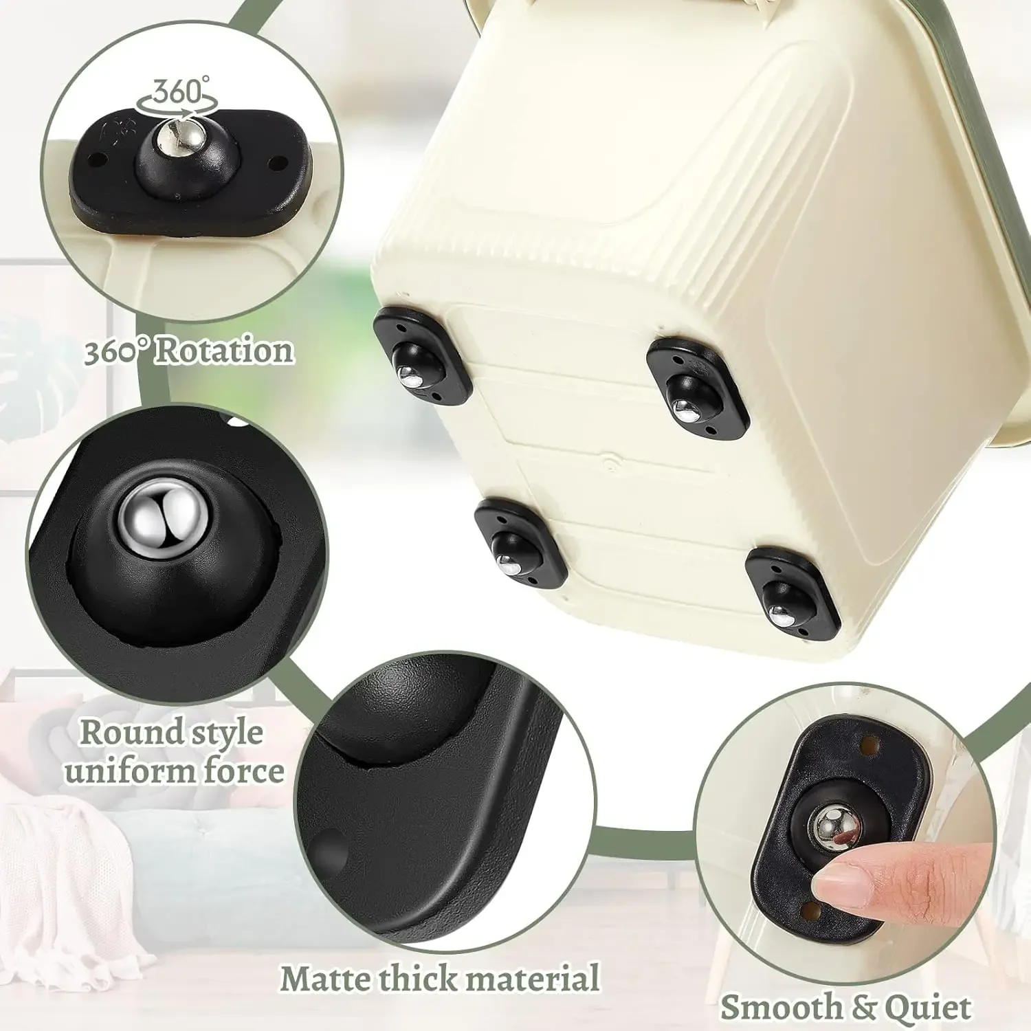 Universal Caster Wheels Self Adhesive Mini Pulley Rotating Wheel for Furniture Storage Box Trash Cabinet Appliance Slider Roller