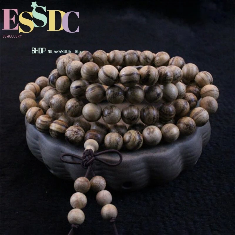 Vietnam  Beads  String Natural Scent 8mm White Sand Wood Buddhist 108 Mala Prayer Bracelet Hand Made Crafts Wholesale