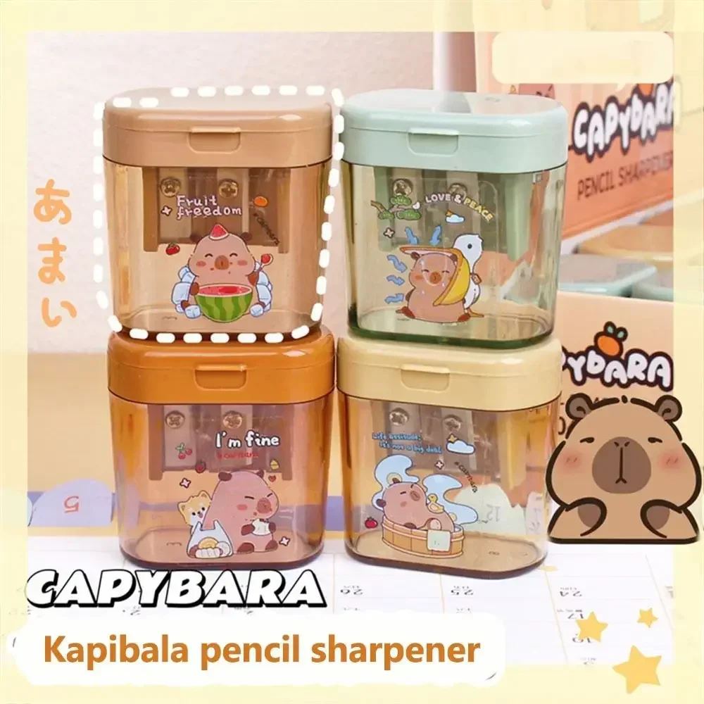 Capybara Pencil Sharpener Student Cute Pencil Sharpener Cartoon Mini Portable Double Hole Pencil Sharpener Sharpening Tools