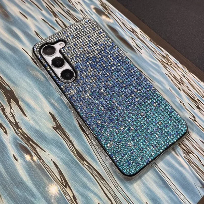 Luxury Gradient Full Diamond Case for Samsung Galaxy S24 S23 Ultra S21 S22 Plus Note 20 Shinny Bling Bumper Shockproof PC Cover