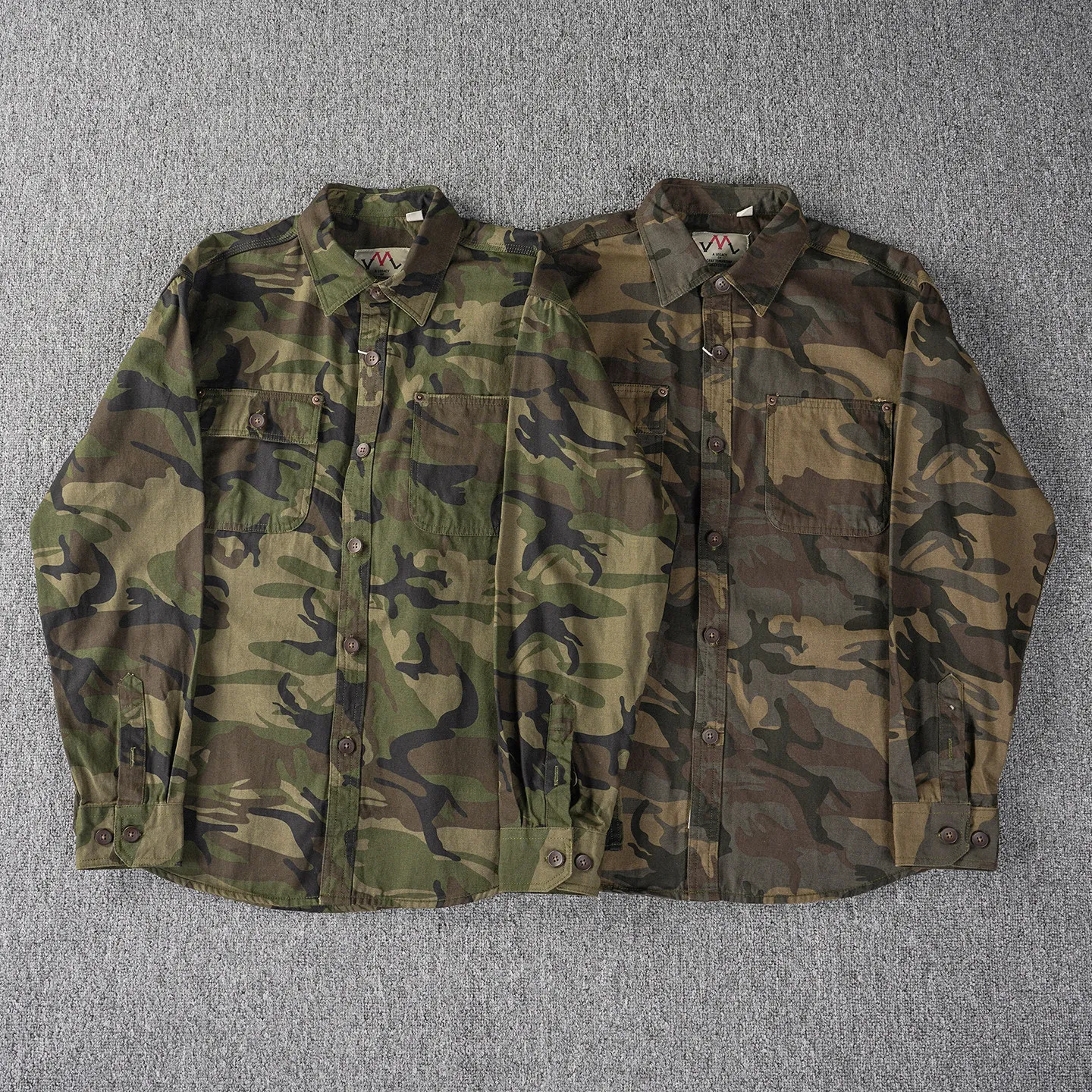 2026 Autumn New American Retro Woven Twill Camouflage Cargo Shirt Men's 100% Cotton Washed Old Double Pocket Blouser Thin Jacket