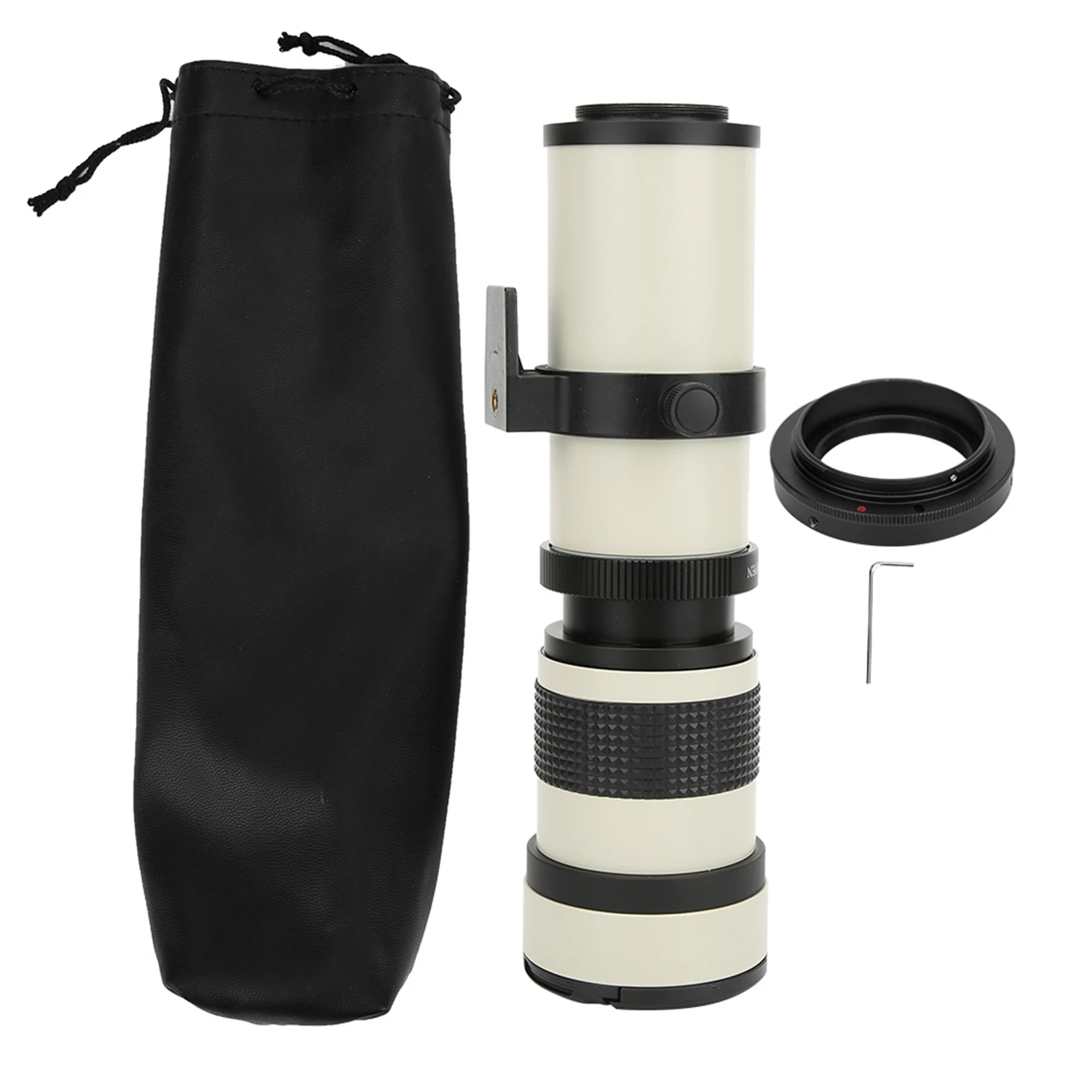 Lens Manual Zoom Lens White 420800mm Aperture F 8.316 Full Manual Focusing Telescope Zoom Telephoto Lens for EF‑S Mount Camera