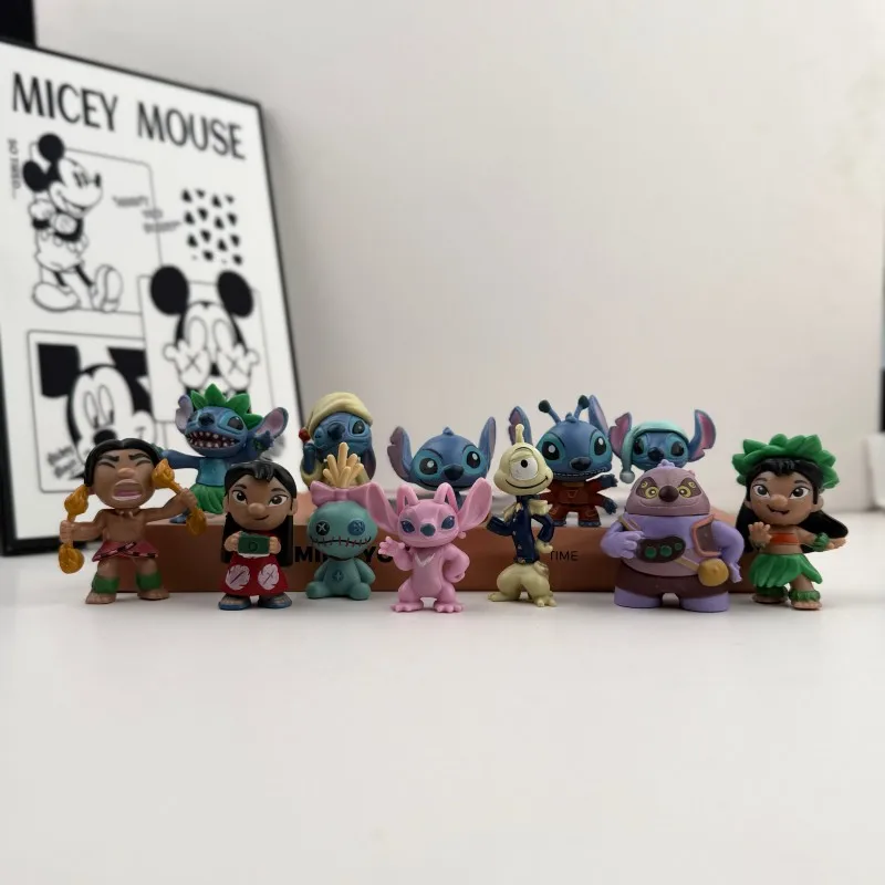 

Disney Lilo 12 Stitch Action Figures Set PVC Collectible Toys Lilo Angel Jumba Desk Decor Cake Toppers Kids Gift Anime Figurines