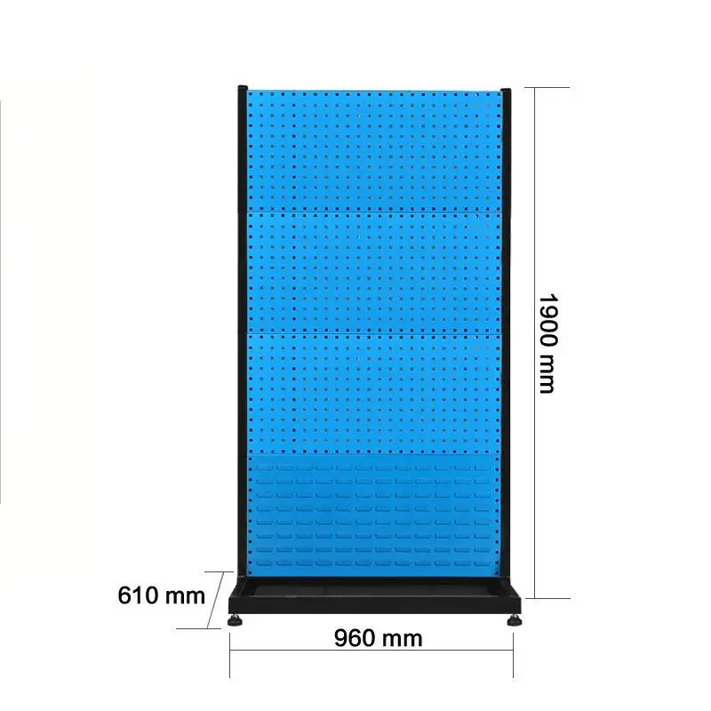 Factory Direct Metal Pegboard Display Rack Movable Storage Stand With Hooks
