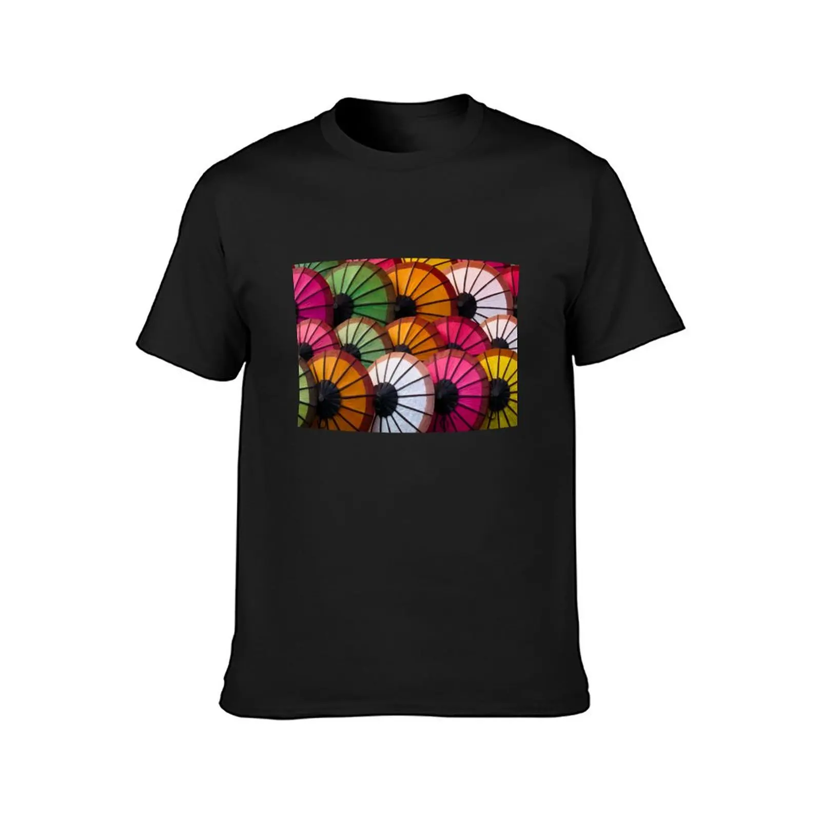 Multicolored umbrellas on the Luang Prabang market T-Shirt blacks oversized new edition mens graphic t-shirts big and tall