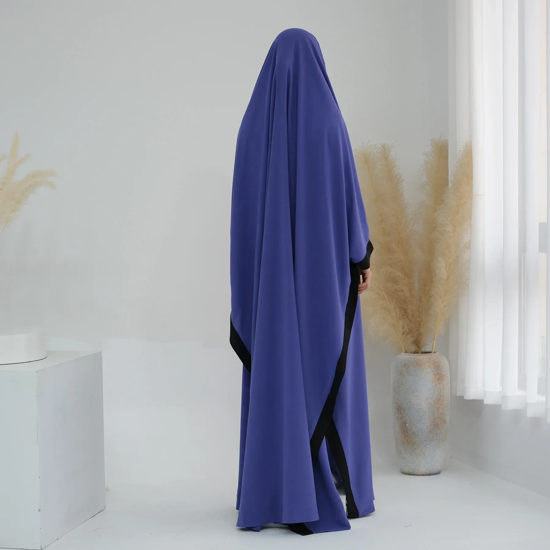 

Eid Hooded Abaya Batwing Sleeve One Piece Prayer Dress Muslim Women Islam Clothing Dubai Saudi Robe Turkish Modest Niqab Ramadan