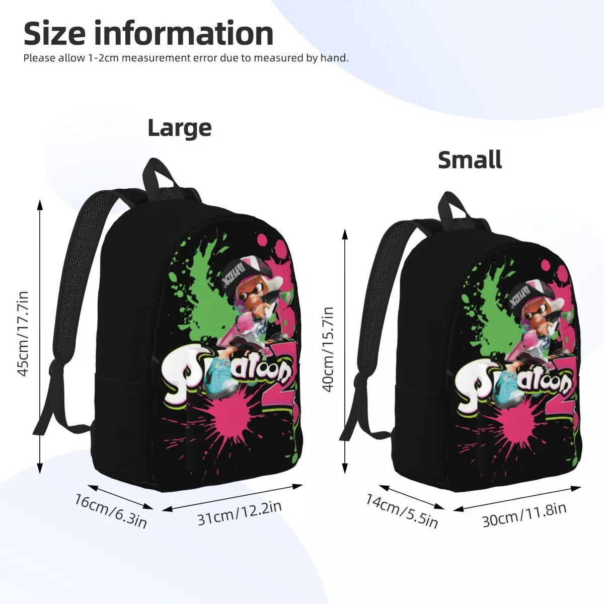 Splatoon 2 for Teens Student School Bookbag Squid Ink Game Daypack Middle High College Gift