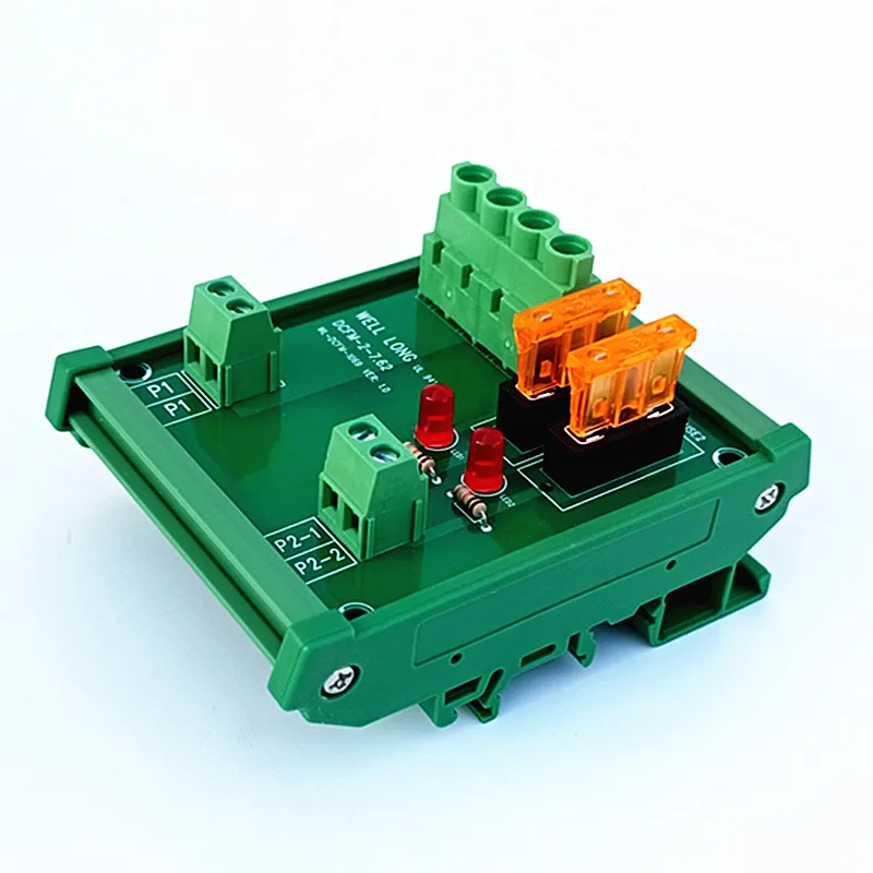 DIN Rail Mount Power Distribution Module Board 2 Position Fuse for AC/DC 5-32V