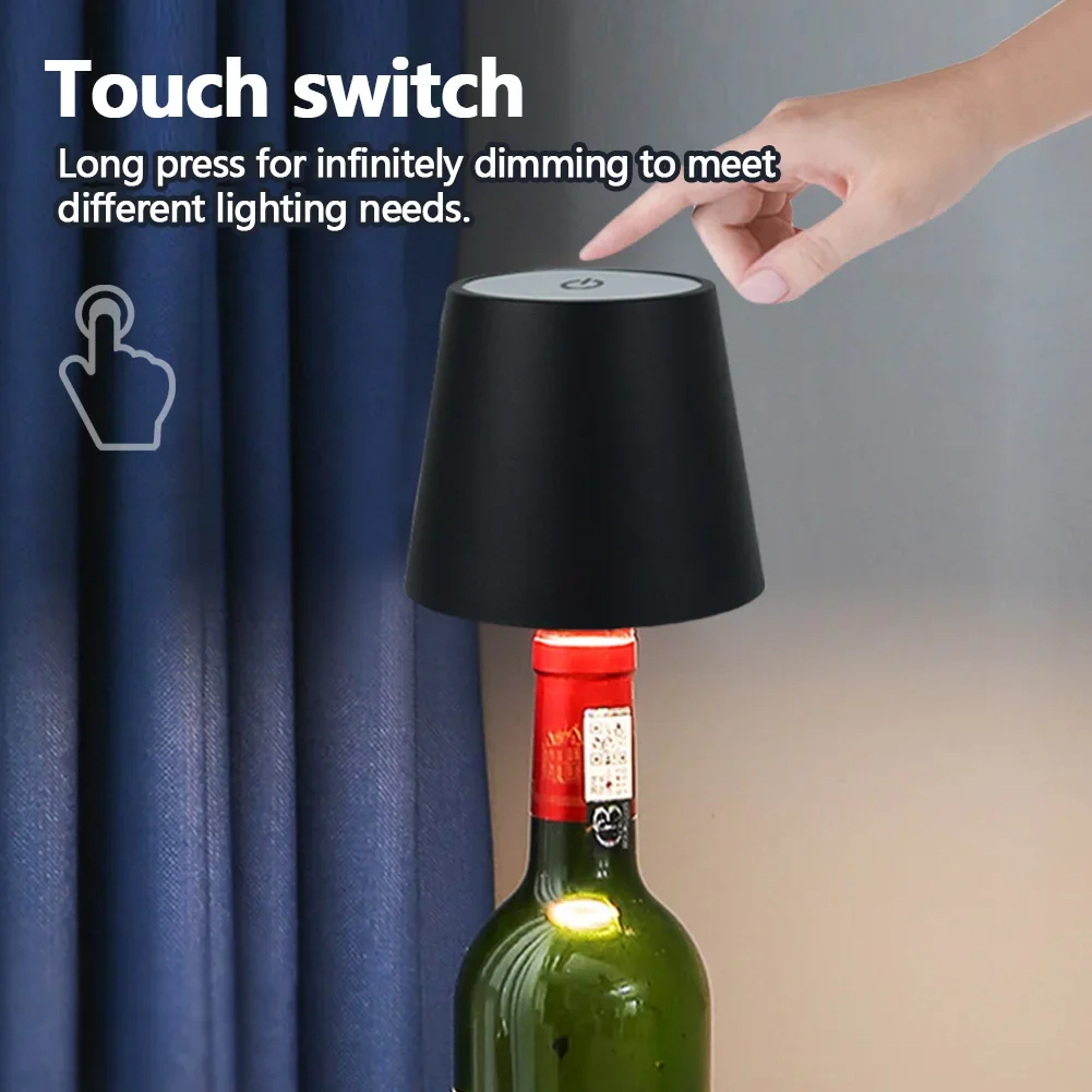 Wireless Wine Bottle Lamp Type-C Charging Touch Control Wine Bottle Light Dimming LED Table Lamp Bar Cafe Atmosphere Night Light