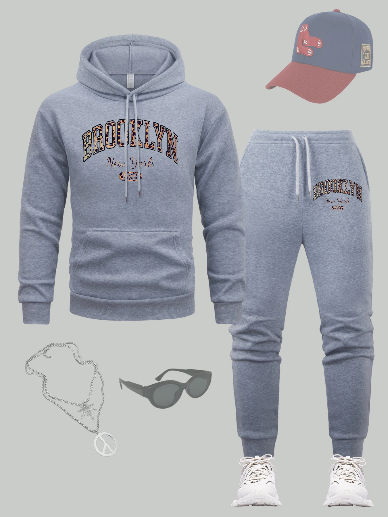 

Brooklyn Art Letter 1898, комплект с капюшоном с принтом, мужские осенние флисовые спортивные штаны, свободные комплекты одежды с карманами для мужчин, мягкая толстовка в стиле хип-хоп