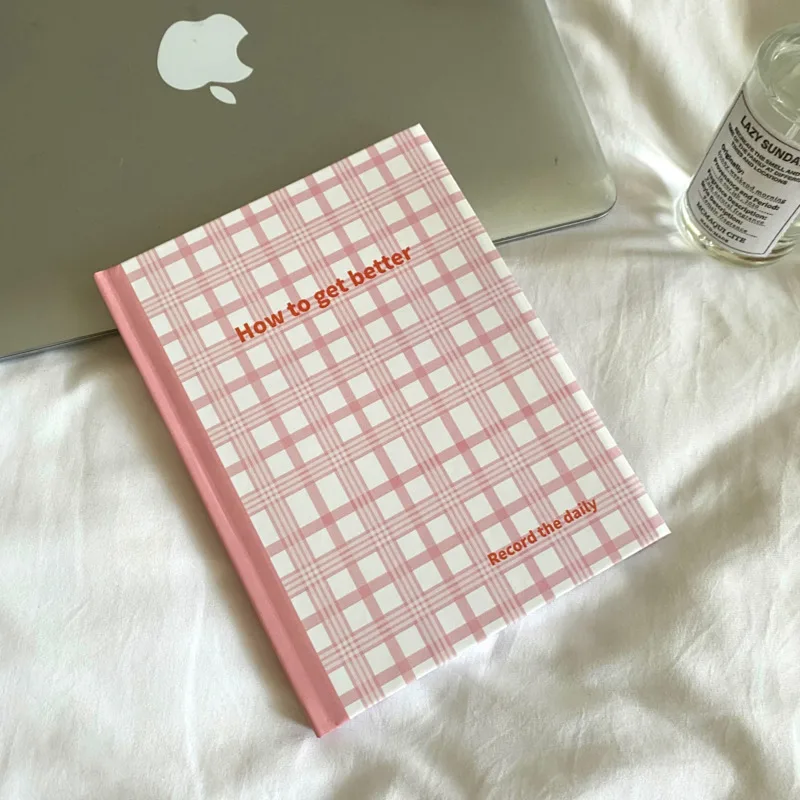 Ins Grün Rosa Plaid Englisch Notebook Horizontale Linie Rekord Workbook Mode Foto Requisiten Notepad Schule Schreibwaren 100 blätter A5