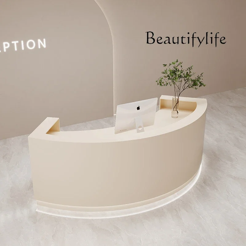 

W Decor Luxury Front Desk Reception Counter Checkout U Shape Reception Desks White Beauty Salon Mostrador De Tienda Furniture