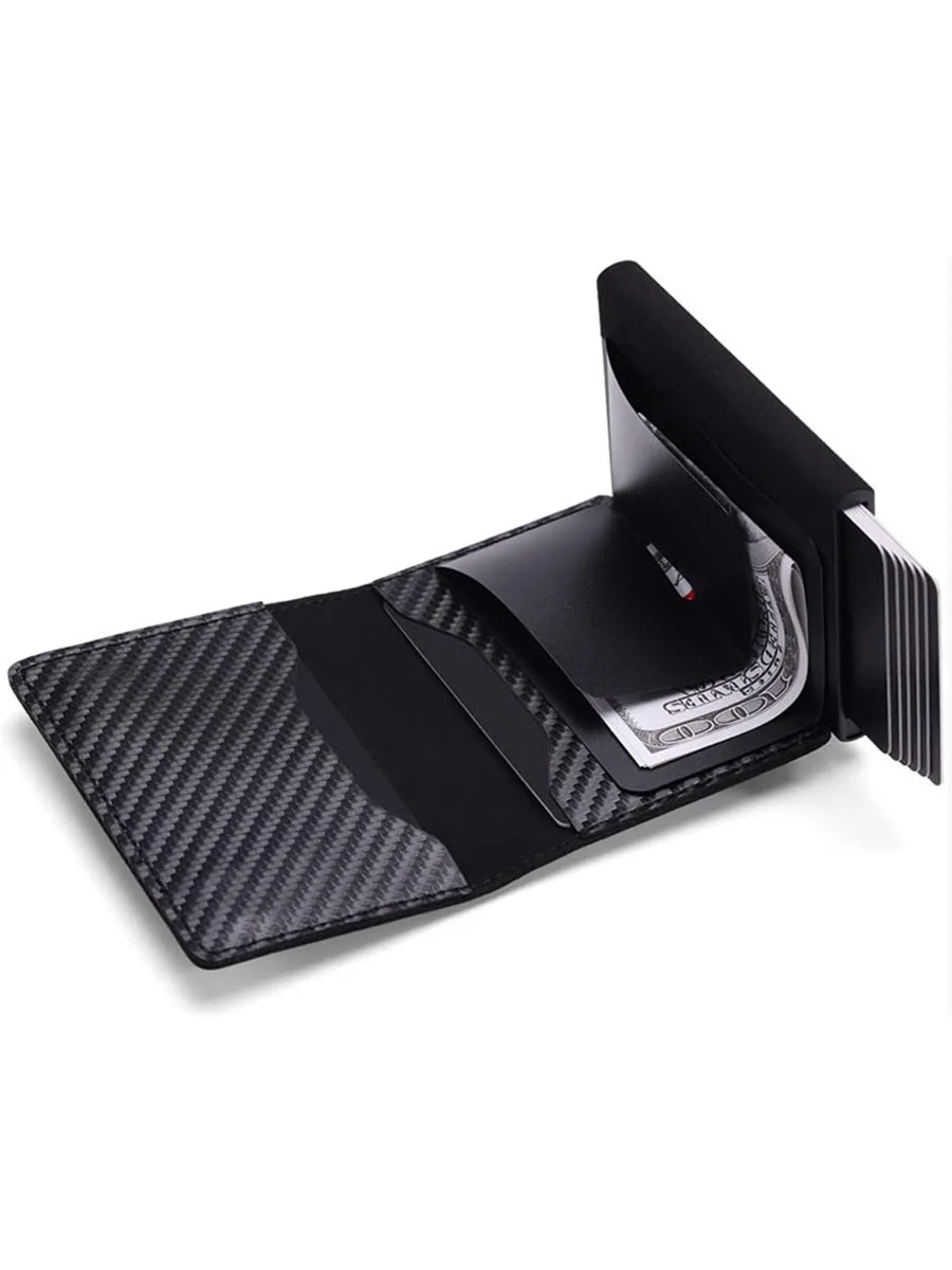 Gebwolf For Apple Airtag Wallet Men Carbon Fiber ID Credit Card Holder Rfid Slim Cardholder