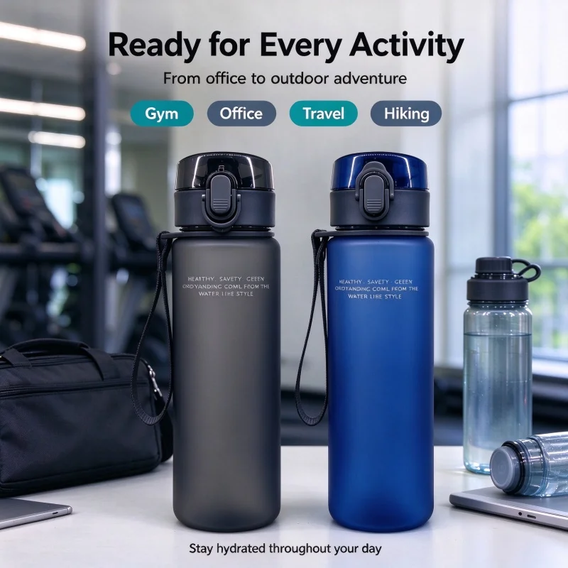 560ML BPA-Free Leakproof Sports Water Bottle, Durable Portable Outdoor Water Bottle for Hiking, Camping, Gym & Travel