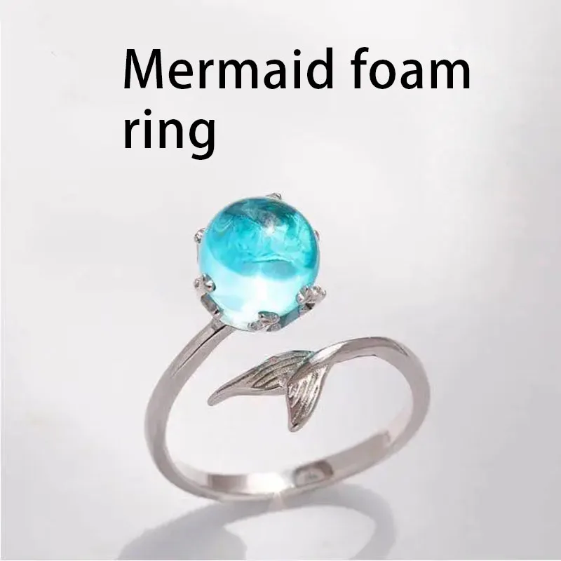 rings Mermaid foam niche design female vibrato net red student personality opening adjustable middle finger index finger ring