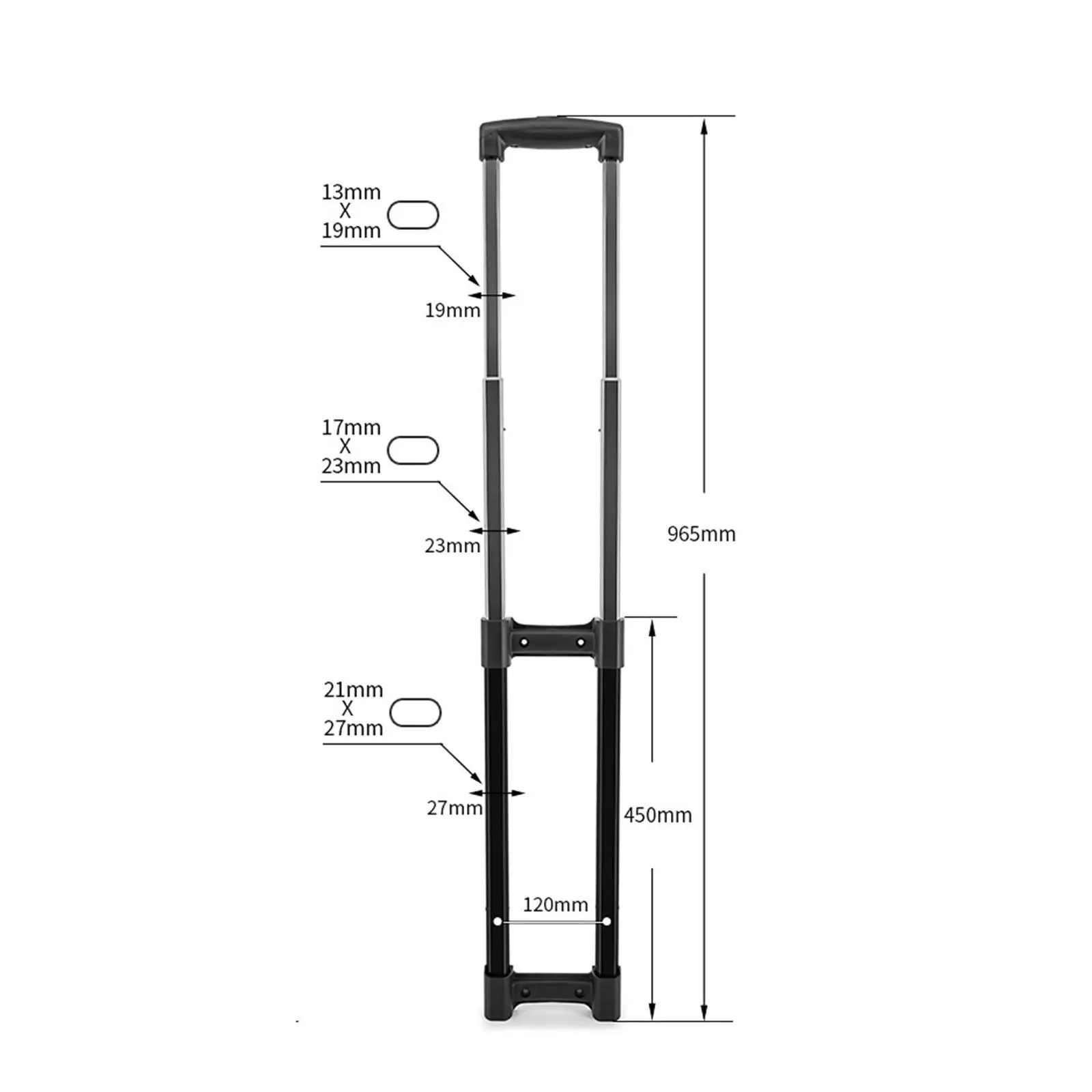 مقبض تلسكوبي للأمتعة، ملحقات سفر قابلة للتمدد من الألومنيوم المدمج