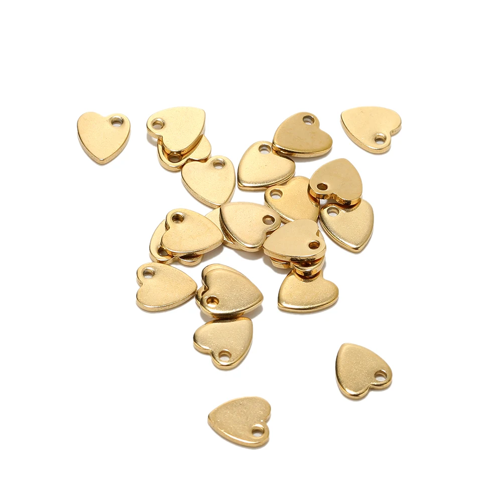 20pcs Stainless Steel Small Flat Heart Pendant Charms for DIY Jewelry Making Necklace Ornaments Bracelet End Tail Charm Supplies