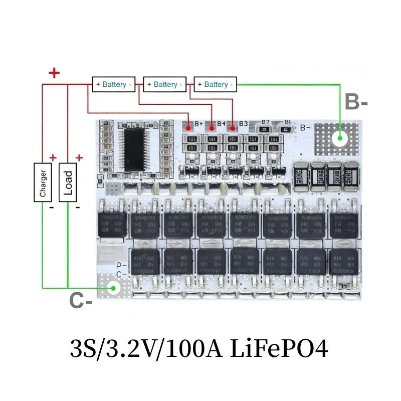 3S 4S BMS 100A 12V  BMS 100A 21V 18V 16.8V 12V 18650  Li-ion Lmo Ternary Lithium Battery Protection Circuit Board Li-polymer